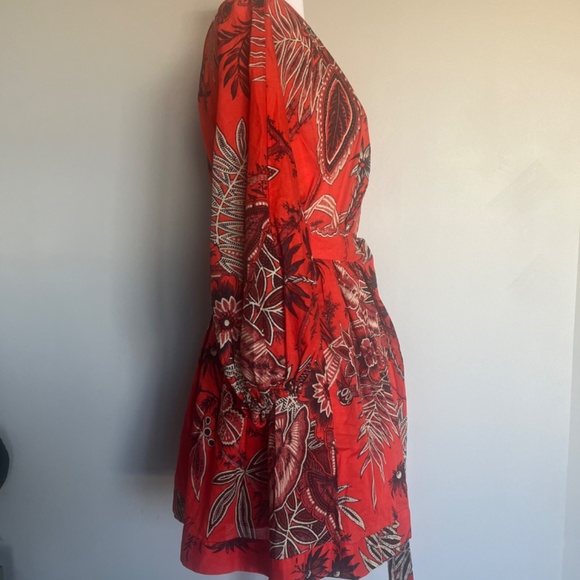 NWT Banana Republic Red Floral Leaves Mini Cotton Cocktail Mini Dress Petite XS - Picture 5 of 9